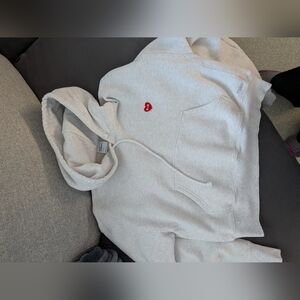 TNA Light Gray Hoodie with removable Red Heart Patch